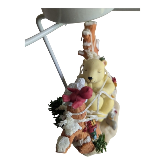 Vintage Christmas Tea Candle Holder with Bear In Hammock With Gifts - Picture 3 of 7